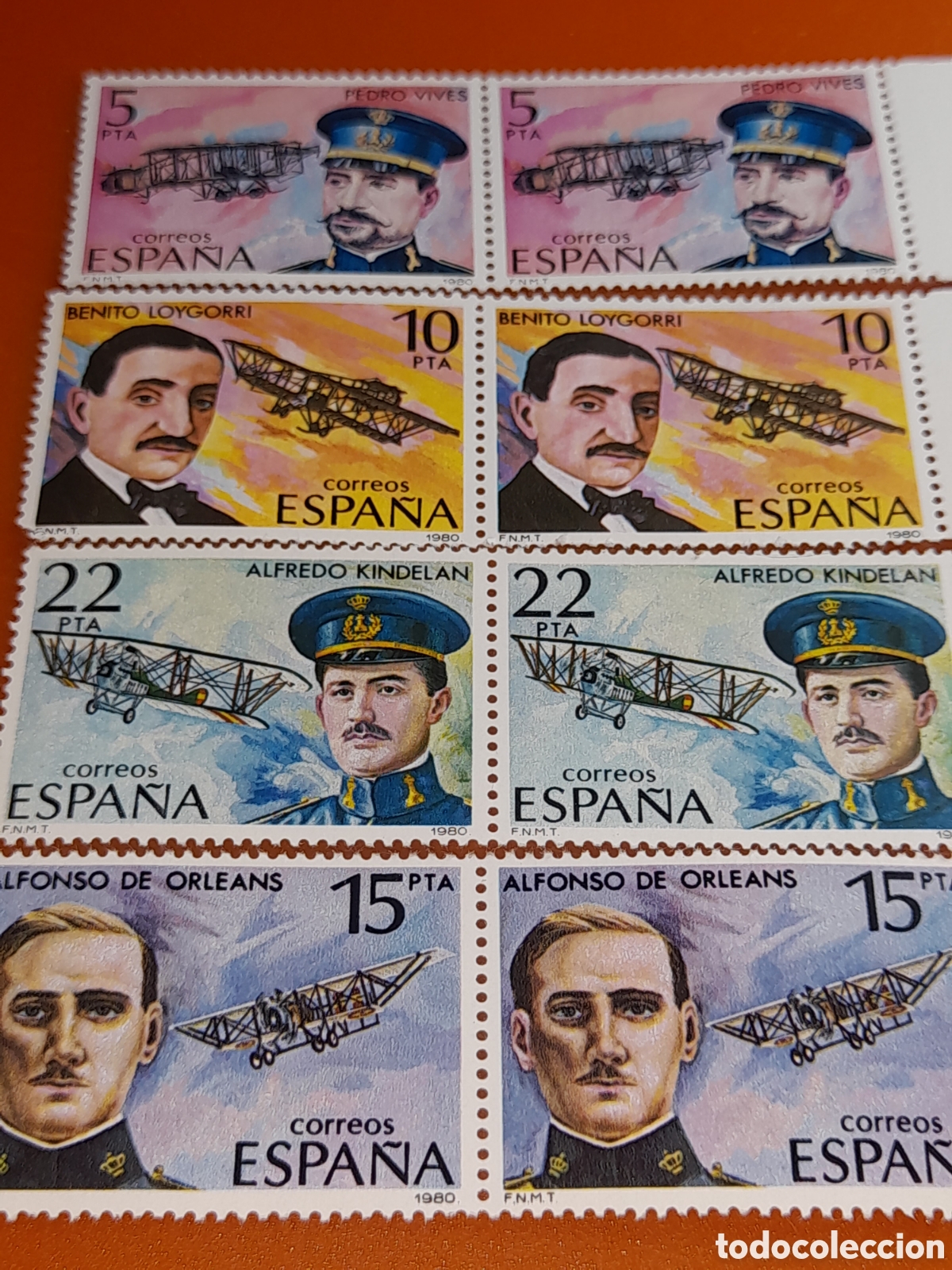 Sellos: Sello Espa&ntilde;a nuevo 1980. Pioneros aviacion. Aviones. Vuelos. Avioneta. Pilotos.