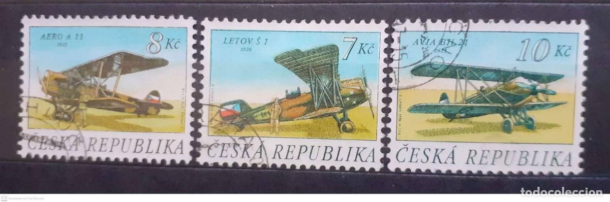 Sellos: REP&Uacute;BLICA CHECA n&ordm; 124/126&ordm; Historia de la aviaci&oacute;n checoslovaca. Serie completa