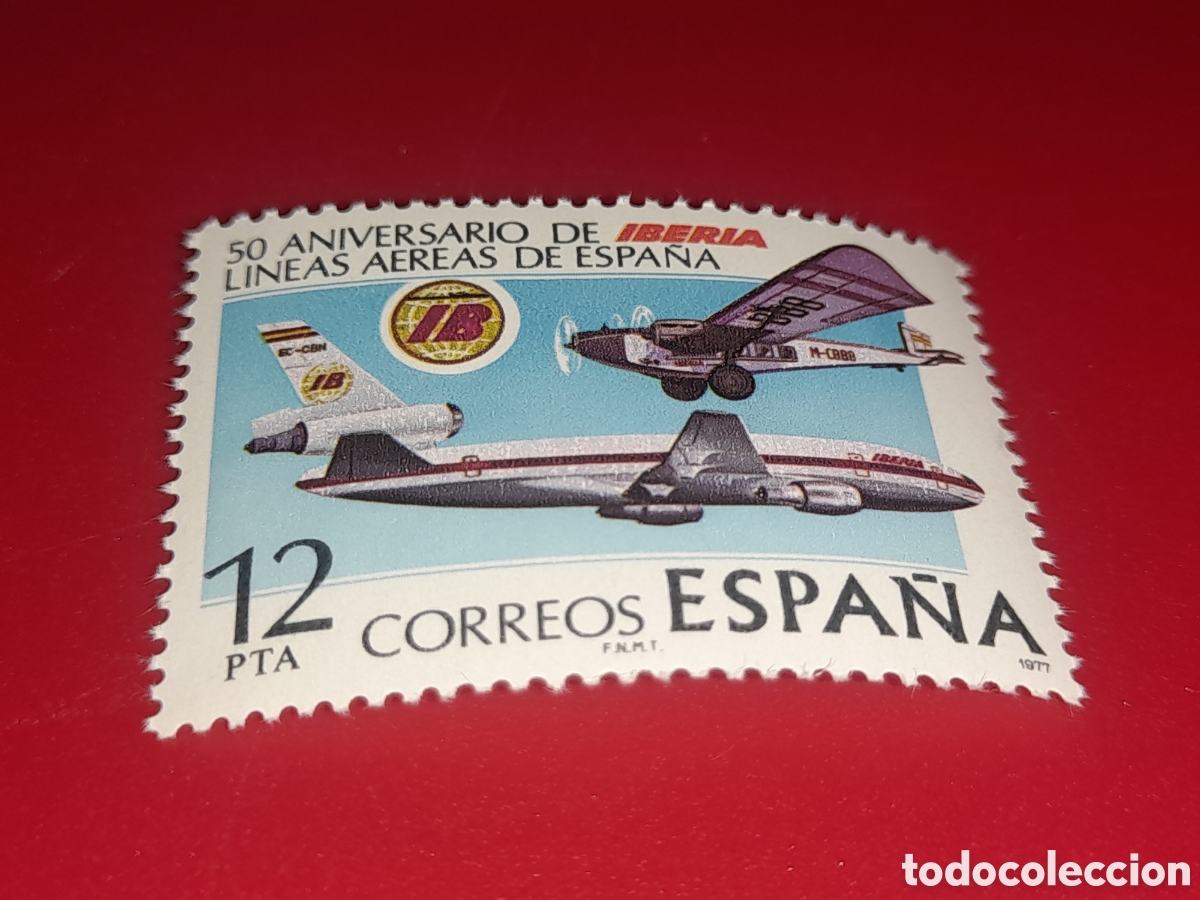 Sellos: Sello Espa&ntilde;a nuevo 1966. Aniversario Iberia. Aviones. Aviaci&oacute;n. Historia. Vuelos. Avioneta.