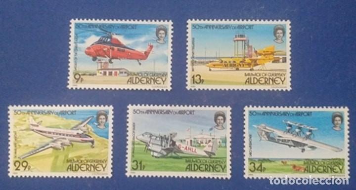Sellos: Sellos Alderney Aviones 13/22 5v. Nuevos