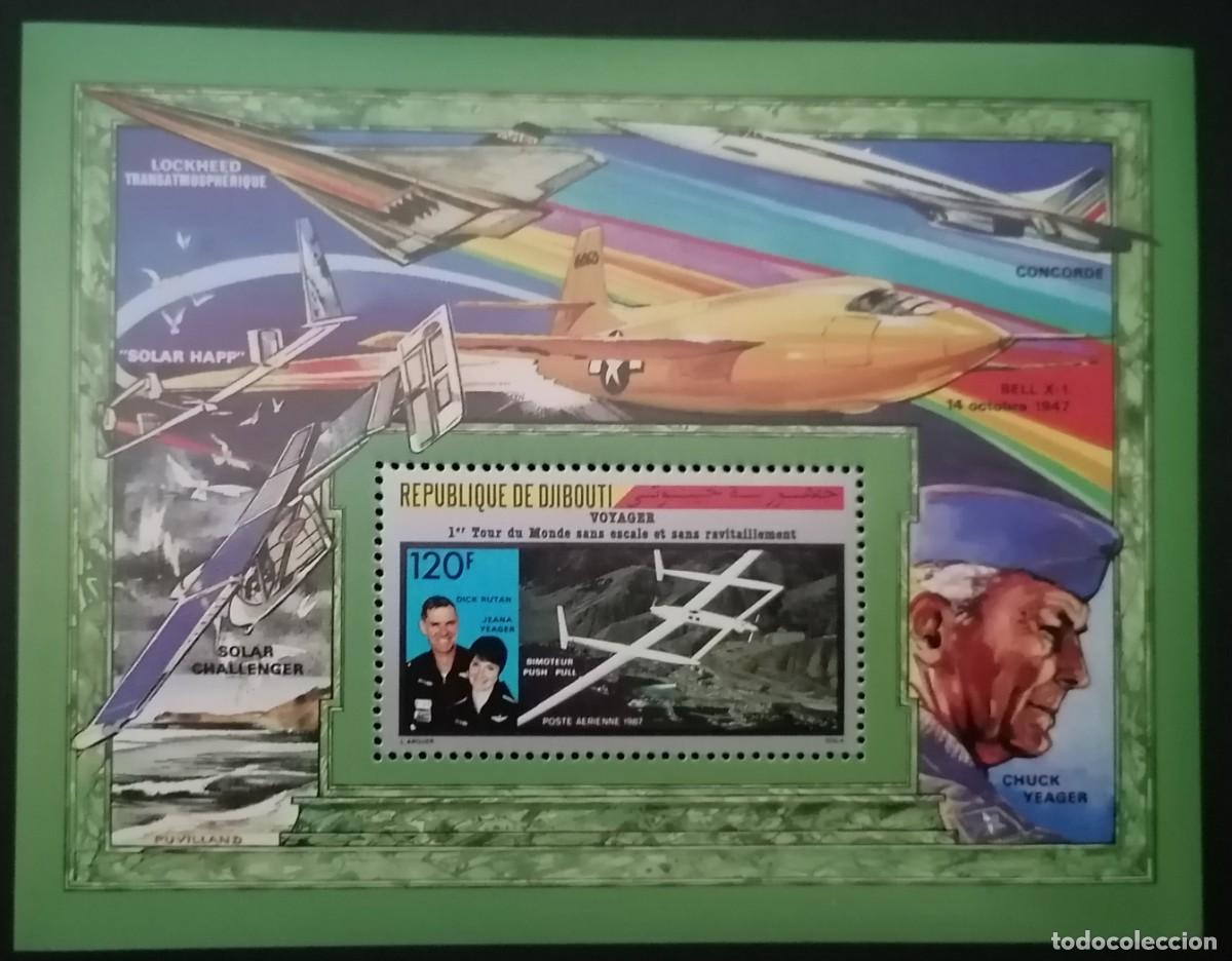 Sellos: DJIBOUTI 1987 - HB AVIACI&Oacute;N / VUELO SIN ESCALA .