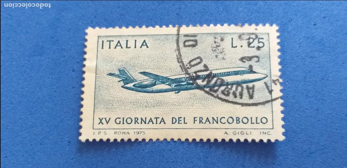 Sellos: Sello Italia. Tem&aacute;tica: Aviones. Yvert 1163. A&ntilde;o 1973. D&iacute;a del sello