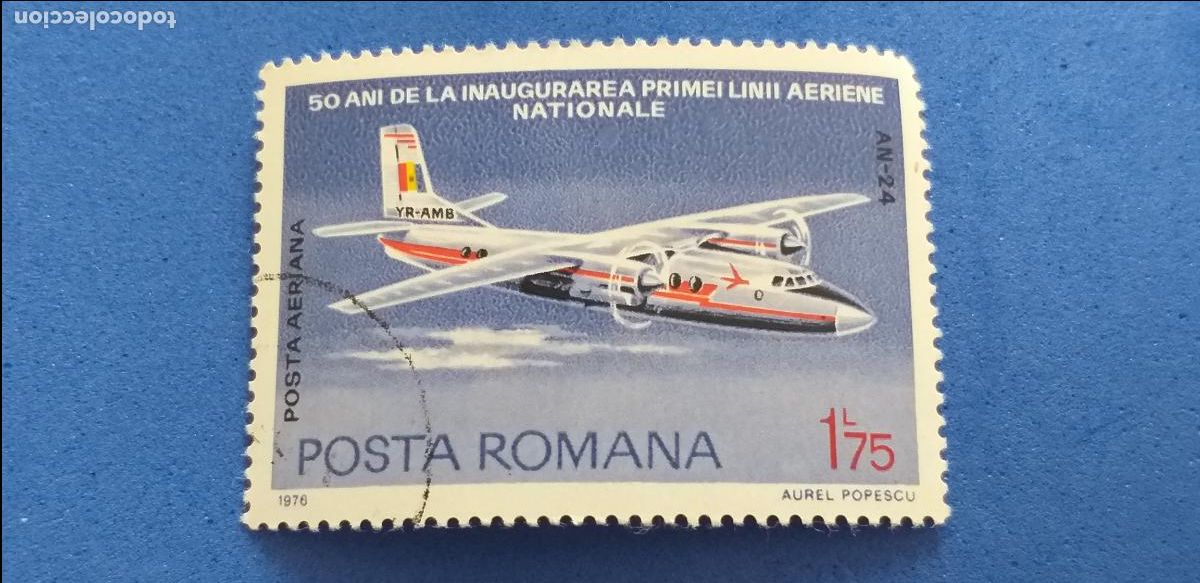 Sellos: Sello RUMANIA POSTA ROMANA. A&ntilde;o 1976. Tem&aacute;tica: Aviones.