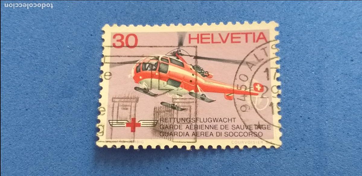 Sellos: Sello Helvetia, Suiza. Tem&aacute;tica: Aviones.