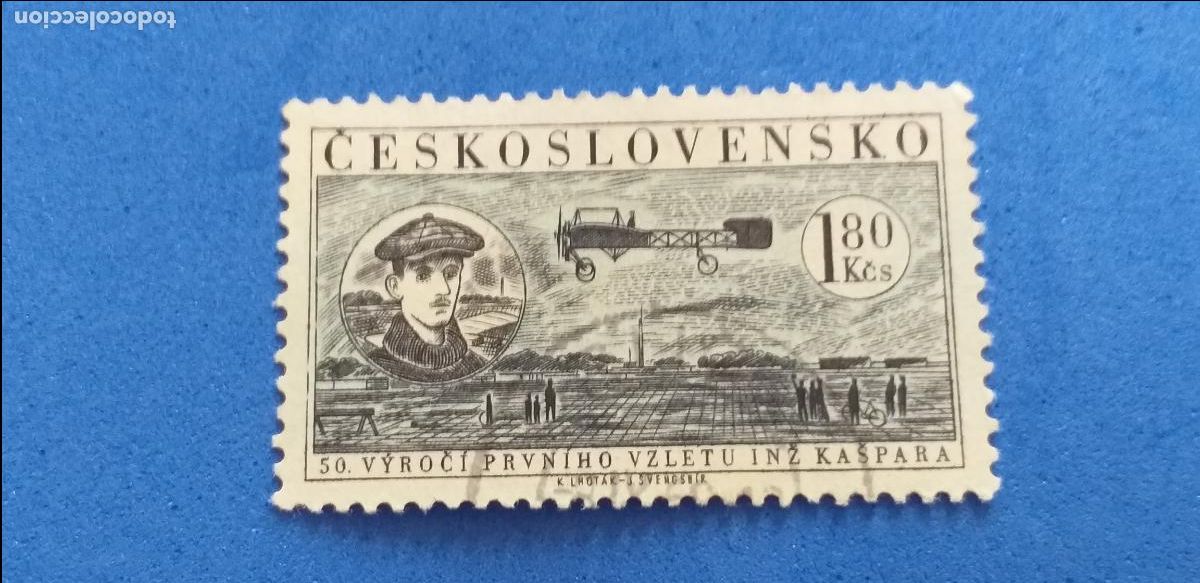 Sellos: Sello Checoslovaquia. Tem&aacute;tica: Aviones. Yvert A 48