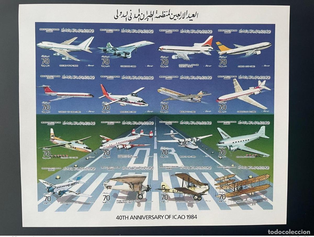 Sellos: Libia 984 IMPERF ND Mi. 1439 - 1454 CAO Concorde Boeing Airbus Wright Aircraft