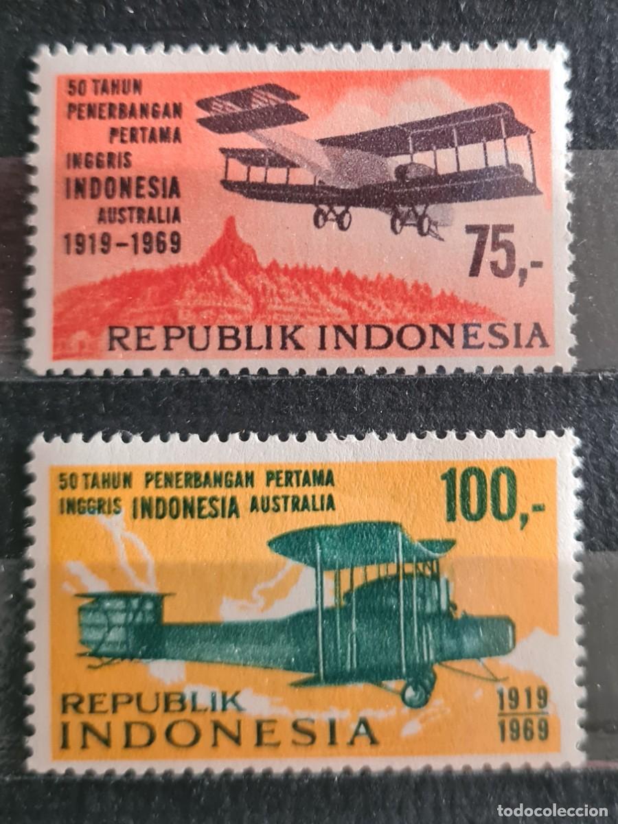 Sellos: Serie completa de sellos nuevos de Indonesia 1969: 50 aniversario del primer vuelo
