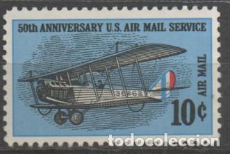 Sellos: Estados Unidos a&eacute;reo 70, Avi&oacute;n Curtiss Jenny, 25 aniversario del correo a&eacute;reo en USA, nuevo **