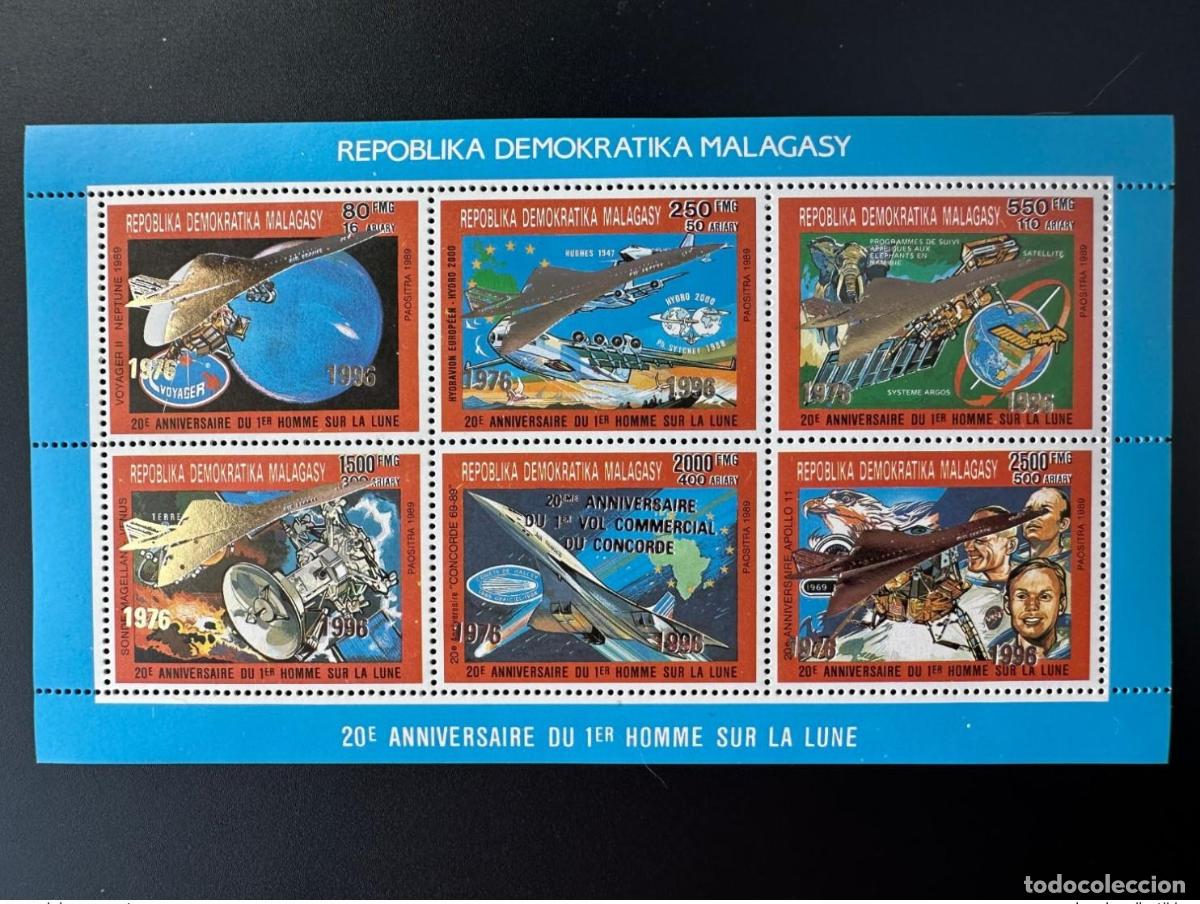 Timbres: Madagascar 1989/1996 Mi. 1799a 1804a Klb 20&ordm; aniversario del primer vuelo Concorde