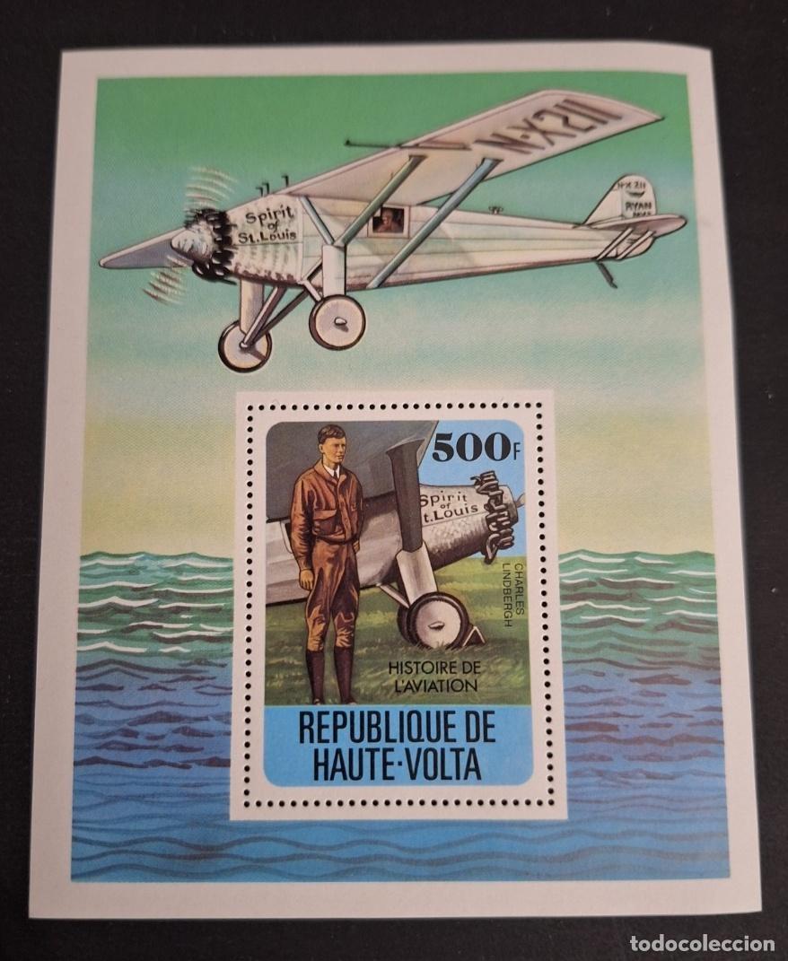 Selos: Alto Volta 1978 Mi. Bl.49 ND Lindbergh Spirit of St. Louis aviaci&oacute;n
