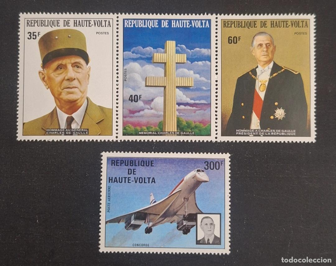 Sellos: Alto Volta 1973 Mi. 504-507 Charles de Gaulle Concorde memorial cruz