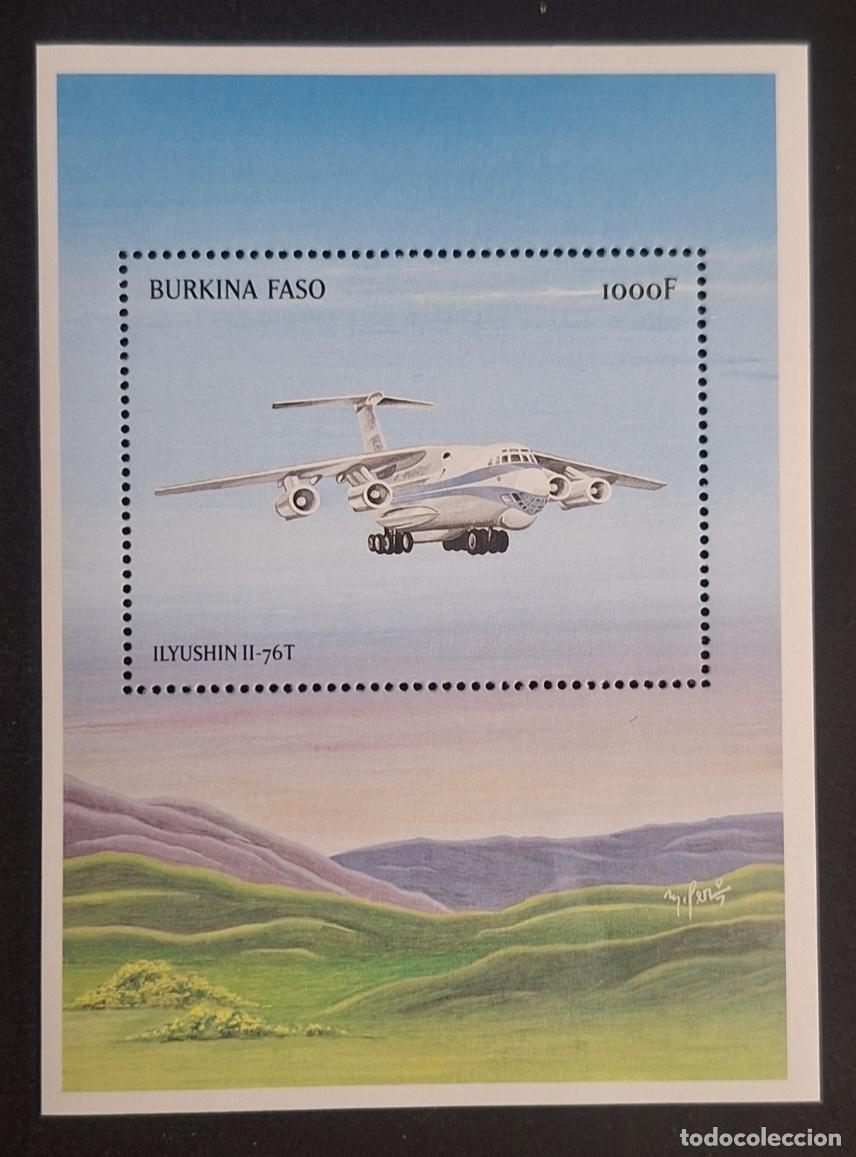 Sellos: Burkina Faso 1999 Mi. Bl. 190 Ilyushin Il-76T avi&oacute;n de carga aviaci&oacute;n