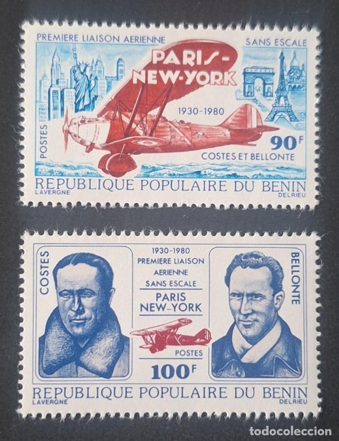 Sellos: Ben&iacute;n 1980 Mi. 221-222 enlace a&eacute;reo Par&iacute;s Nueva York Costes Bellonte