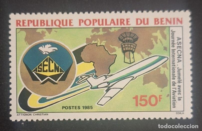 Sellos: Ben&iacute;n 1985 Mi. 416 ASECNA D&iacute;a Internacional Aviaci&oacute;n Avi&oacute;n &Aacute;frica