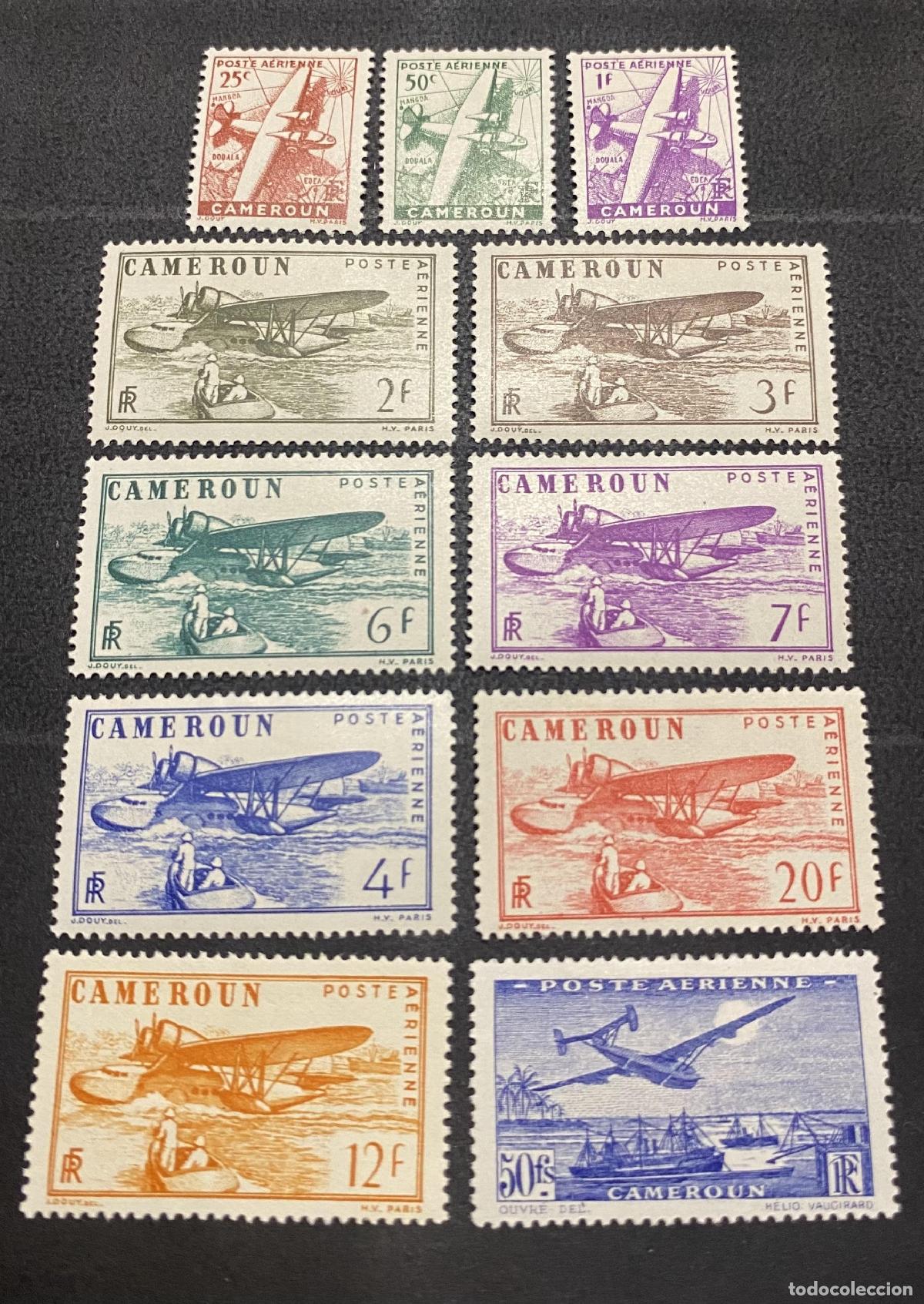 Sellos: Camer&uacute;n 1941 Mi. 161-171 correo a&eacute;reo hidroavi&oacute;n piragua aviaci&oacute;n