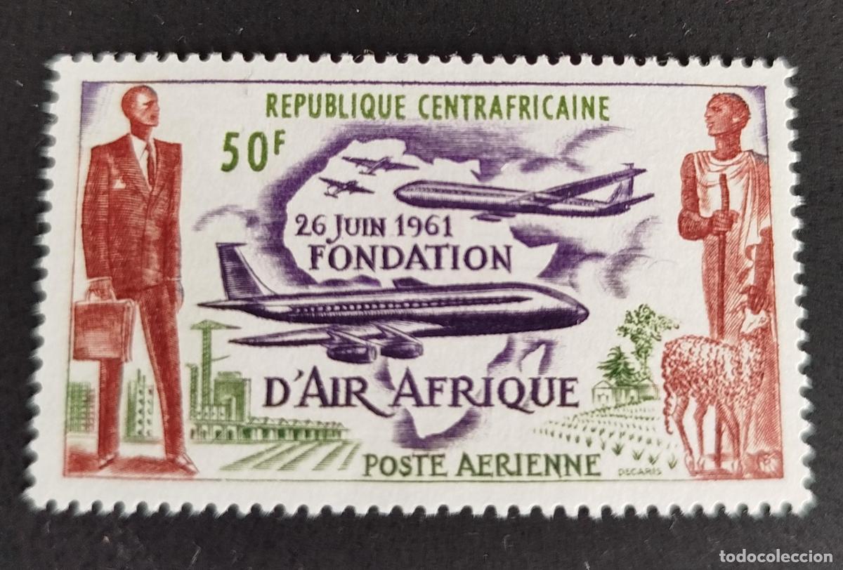 Sellos: Centro&aacute;frica 1961 Mi. 22 Fundaci&oacute;n Air Afrique correo a&eacute;reo avi&oacute;n