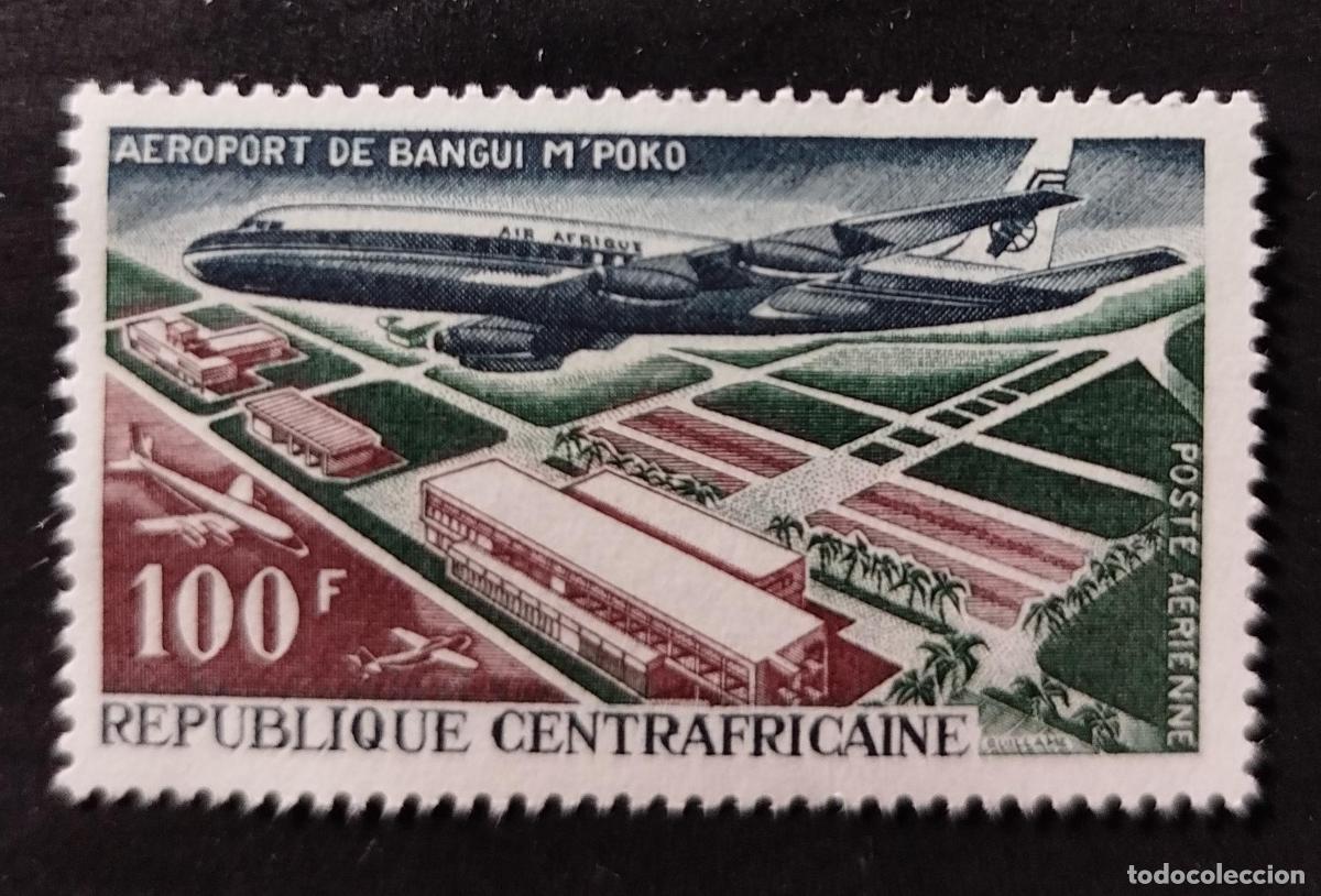 Sellos: Centro&aacute;frica 1967 Mi. 127 correo a&eacute;reo aeropuerto Bangui M'Poko avi&oacute;n