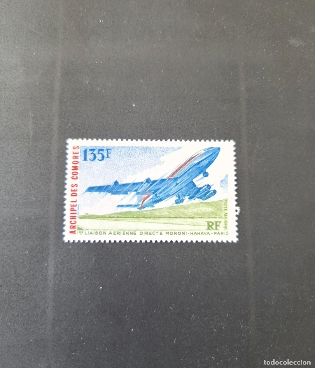 Sellos: Comoras 1975 Mi. 181 a&eacute;reo enlace Moroni Par&iacute;s avi&oacute;n Boeing
