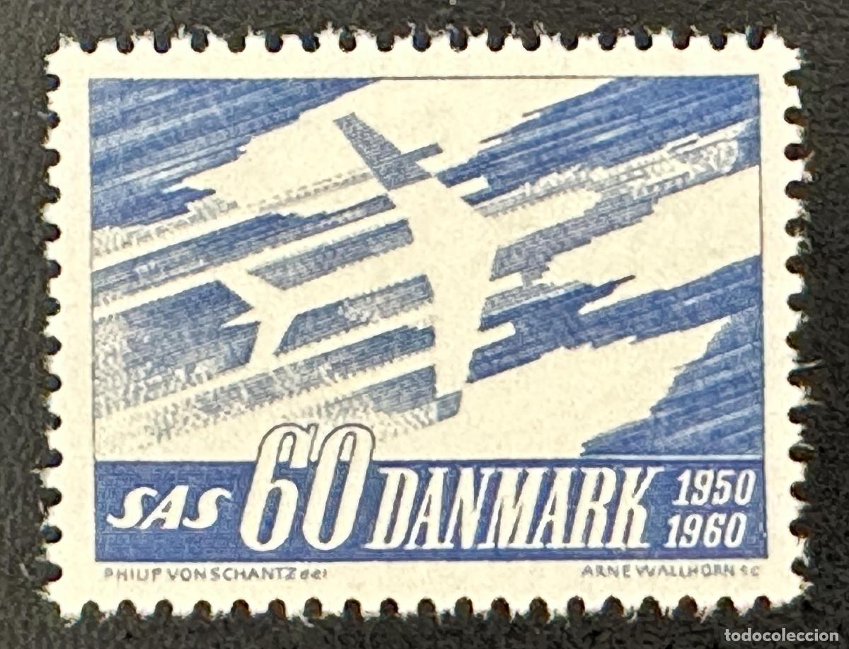 Sellos: Dinamarca 1960 Mi. 388 emisi&oacute;n conjunta SAS aviaci&oacute;n Escandinavia avi&oacute;n