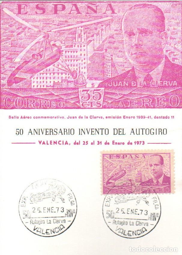 Sellos: EDIFIL 862, juan de la cierva y el autogiro, TARJETA MAXIMA DE PRIMER D&Iacute;A DE 25-1-1973
