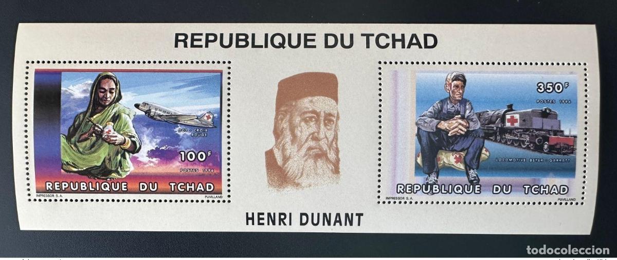 Sellos: Chad 1996 Mi. Bl. 254 Un avi&oacute;n Henry Dunant DC3 de la Cruz Roja