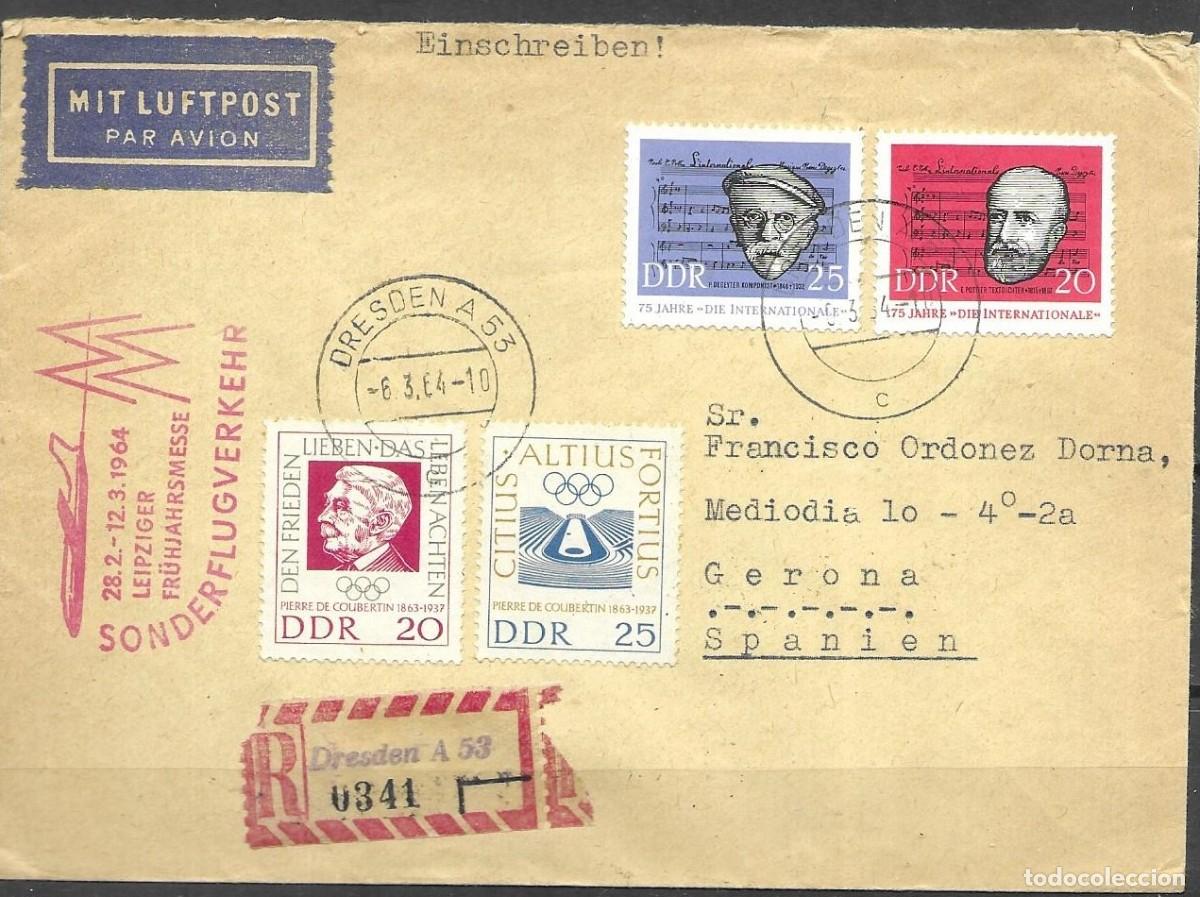 Sellos: SOBRE CIRCULADO DE ALEMANIA DEMOCRATICA 1964