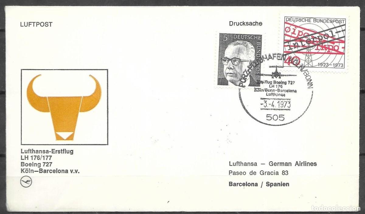 Sellos: SOBRE CIRCULA DE ALEMANIA 1973, 1&ordm; VUELO
