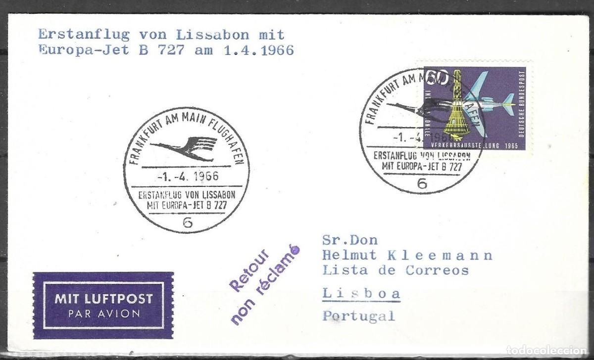 Sellos: SOBRE COMMEMORATIVO DE ALEMANIA 1966, 1&ordm; VUELO
