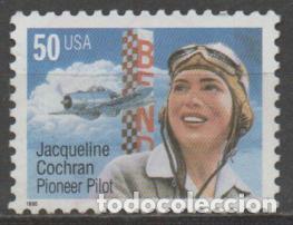Sellos: ESTADOS UNIDOS IVERT N&ordm; 2483, Jacqueline Corchan, Aviadora, NUEVO **