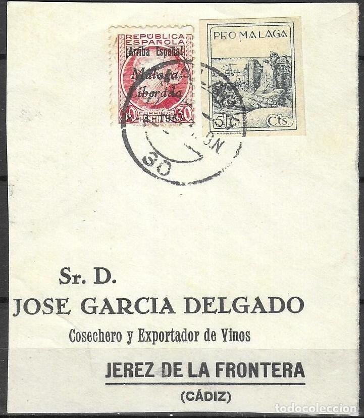 Sellos: Interesante frente o recorte de carta de la Guerra Civil Espa&ntilde;ola (a&ntilde;o 1937), enviada a un conocido