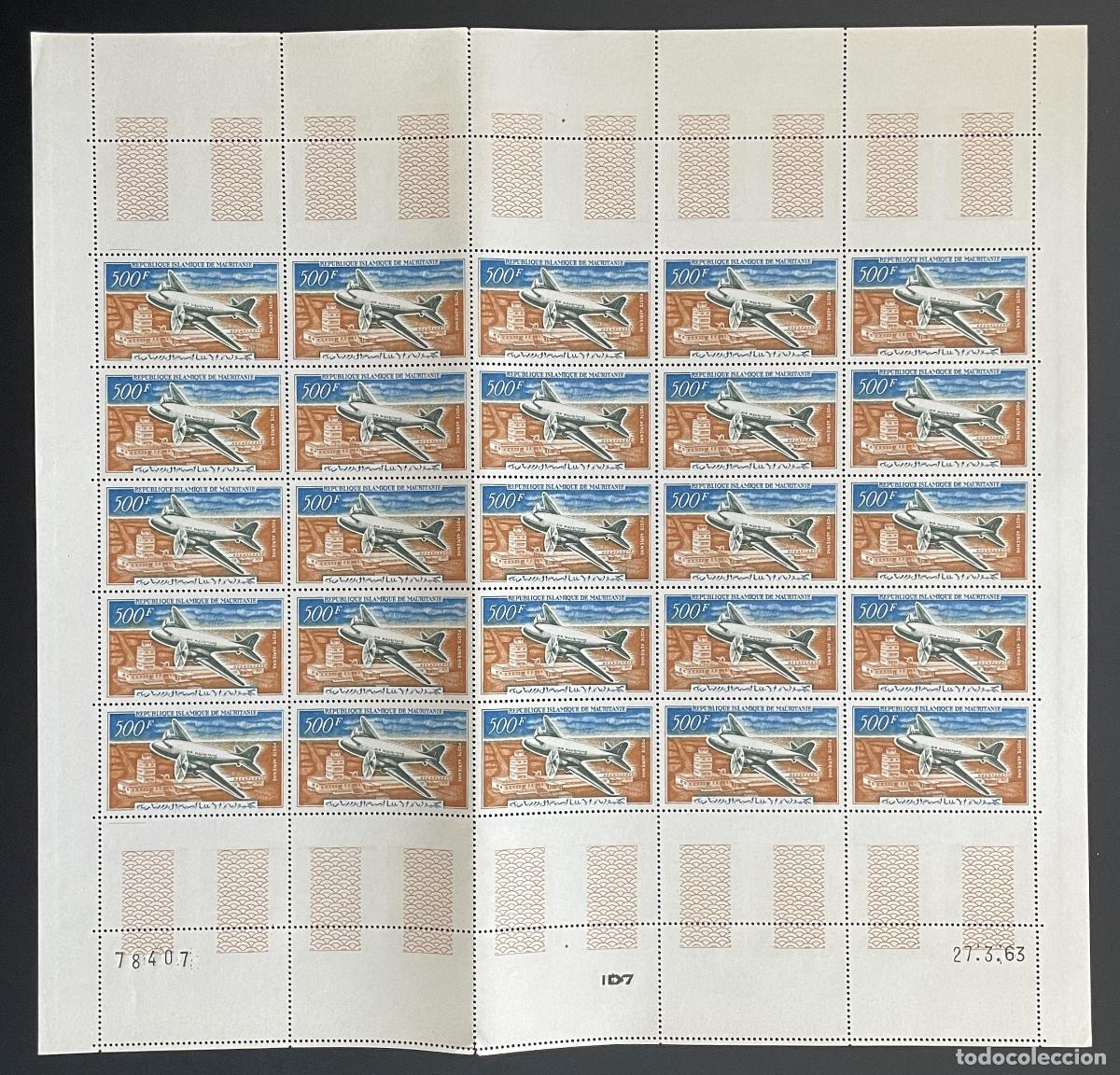 Briefmarken: Mauritania 1963 YT PA 23 bloque correo a&eacute;reo avi&oacute;n Lockheed desierto