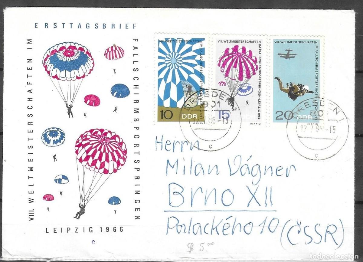 Sellos: RDA 1966 &ndash; VIII Campeonato Mundial de Paracaidismo Leipzig