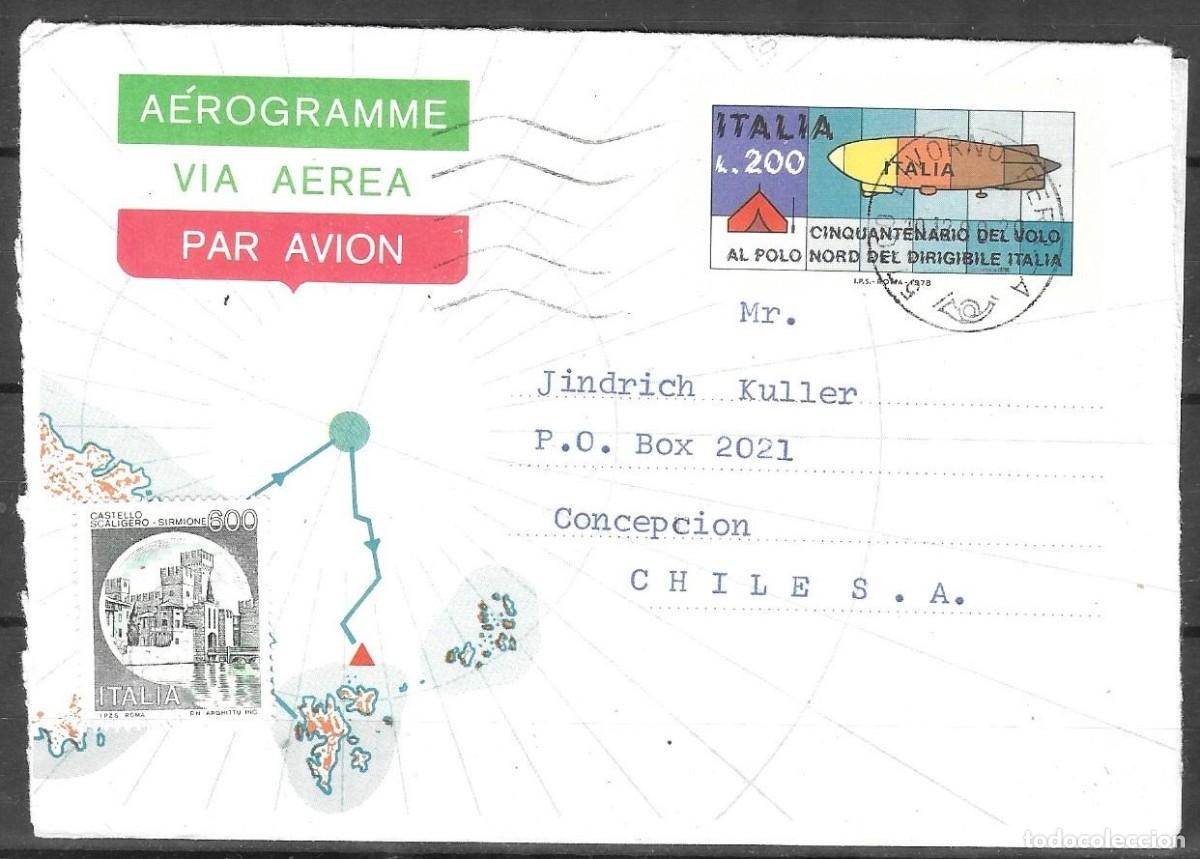 Sellos: Aerograma Conmemorativo de Italia 1978 &ndash; 50&ordm; Aniversario del Vuelo del Dirigible &rdquo;Italia&rdquo; al Polo N