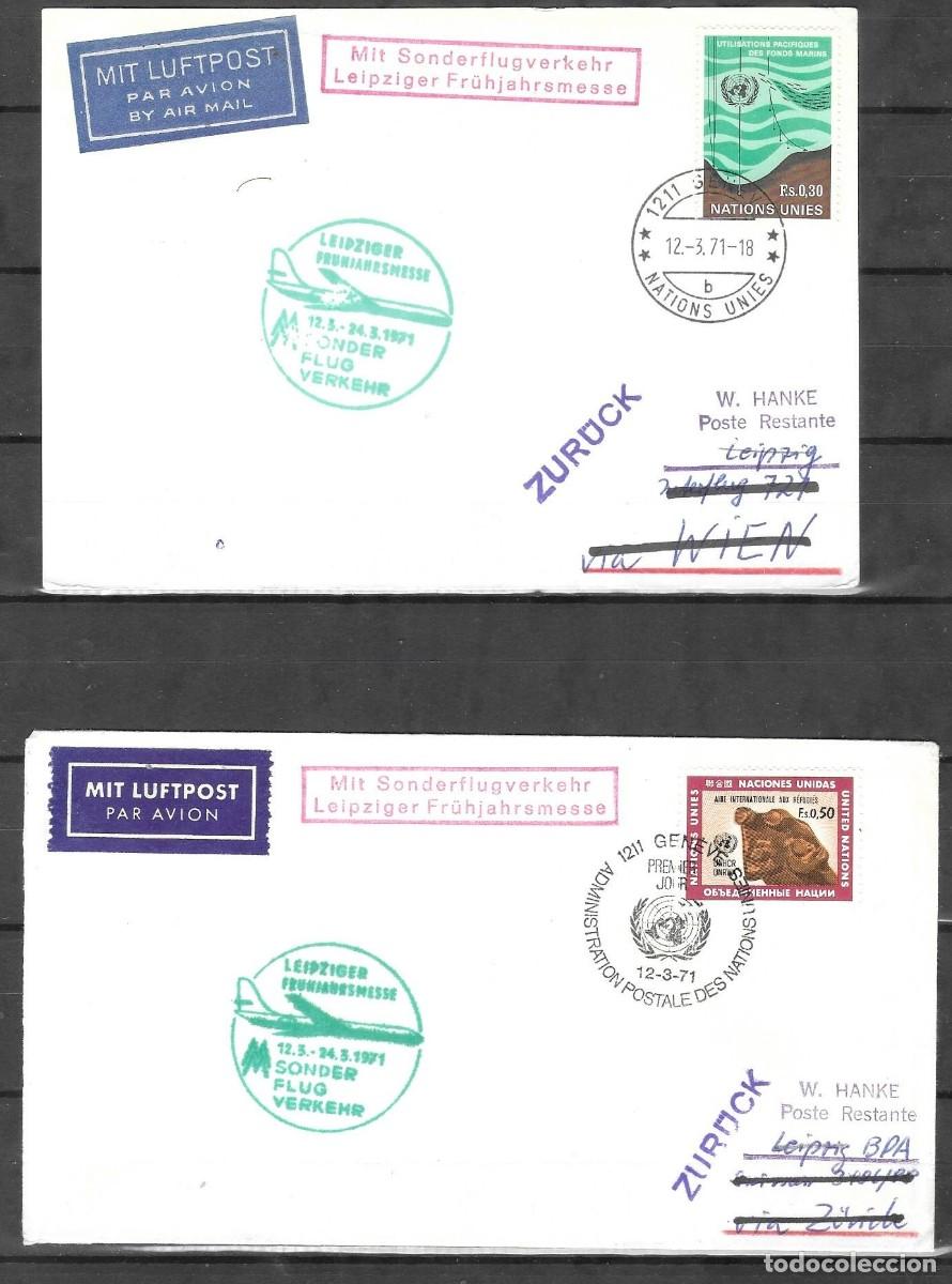 Sellos: lote de dos documentos oficiales de las Naciones Unidas Ginebra de 1971