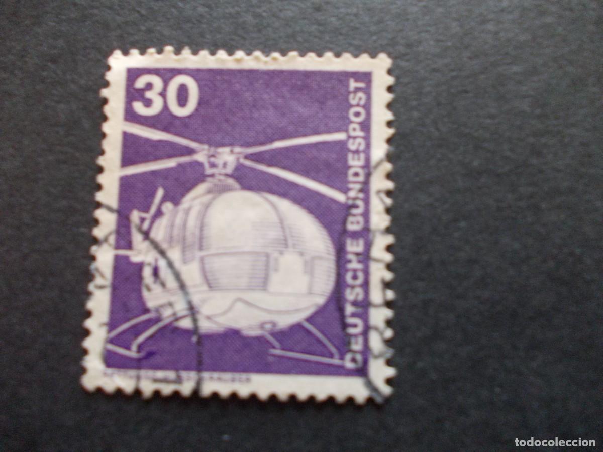 Francobolli: Sello helic&oacute;ptero 30 Deutsche Bundespost p&uacute;rpura Alemania filatelia aviaci&oacute;n