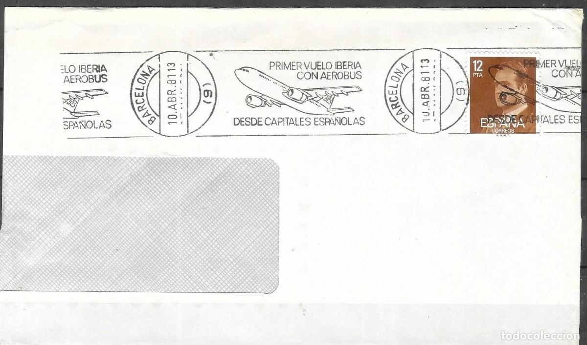 Sellos: Espa&ntilde;a 1981 - Sobre Conmemorativo Primer Volo Iberia en Airbus A300, Barcelona-Madrid (10-abr-1981)