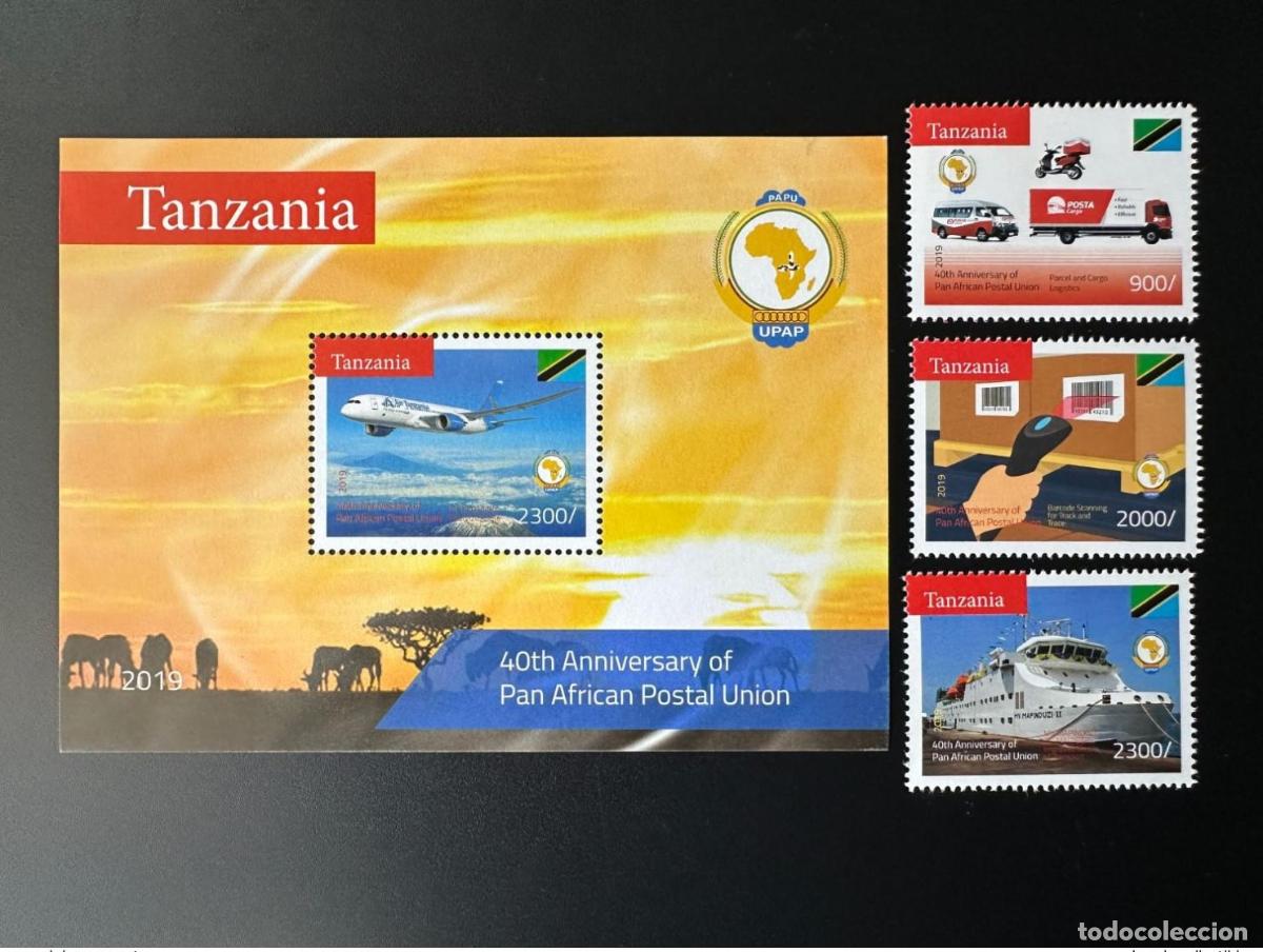 Francobolli: Tanzania 2019/2020 Mi. 5447 - 5449 Bl. 716 PAPU UPAP 40 a&ntilde;os de antig&uuml;edad barco y avi&oacute;n