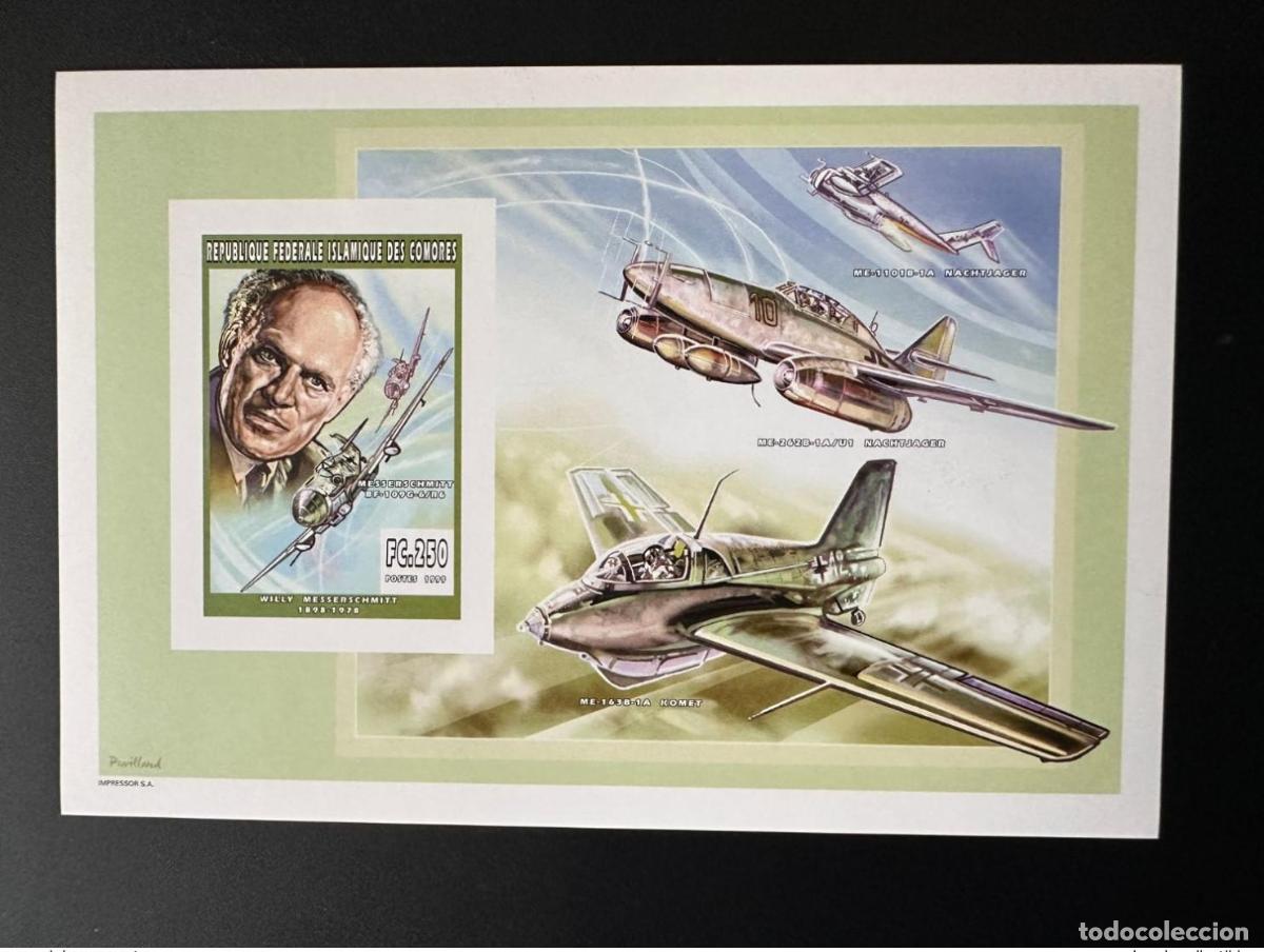 Sellos: Avi&oacute;n Comoras 1999 YT 1115 ND Imperf Luxury Block Willy Messerschmitt