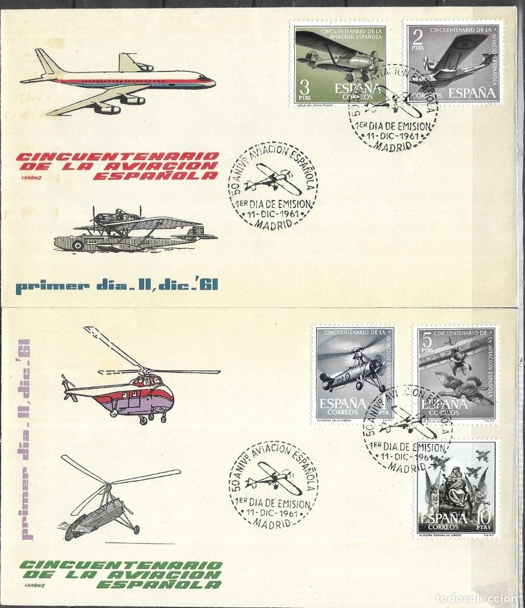 Sellos: FDC Espa&ntilde;a 1961 Cincuentenario de la Aviaci&oacute;n Espa&ntilde;ola Serie Completa - Edifil 1401/05 YT 1074/78