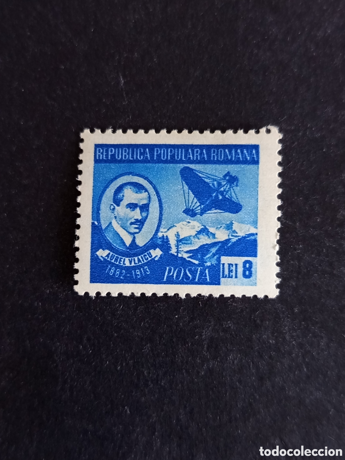 Sellos: Ruman&iacute;a, 1950. Aurel Vlaicu y su avi&oacute;n. Yv. 1123. Pedido m&iacute;nimo 3 &euro;. Ver fotos.