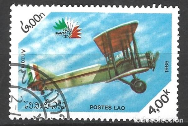 Sellos: LAOS - POSTES LAO - 1985 - AVION CON MOTOR DE ANZANI - SELLADO