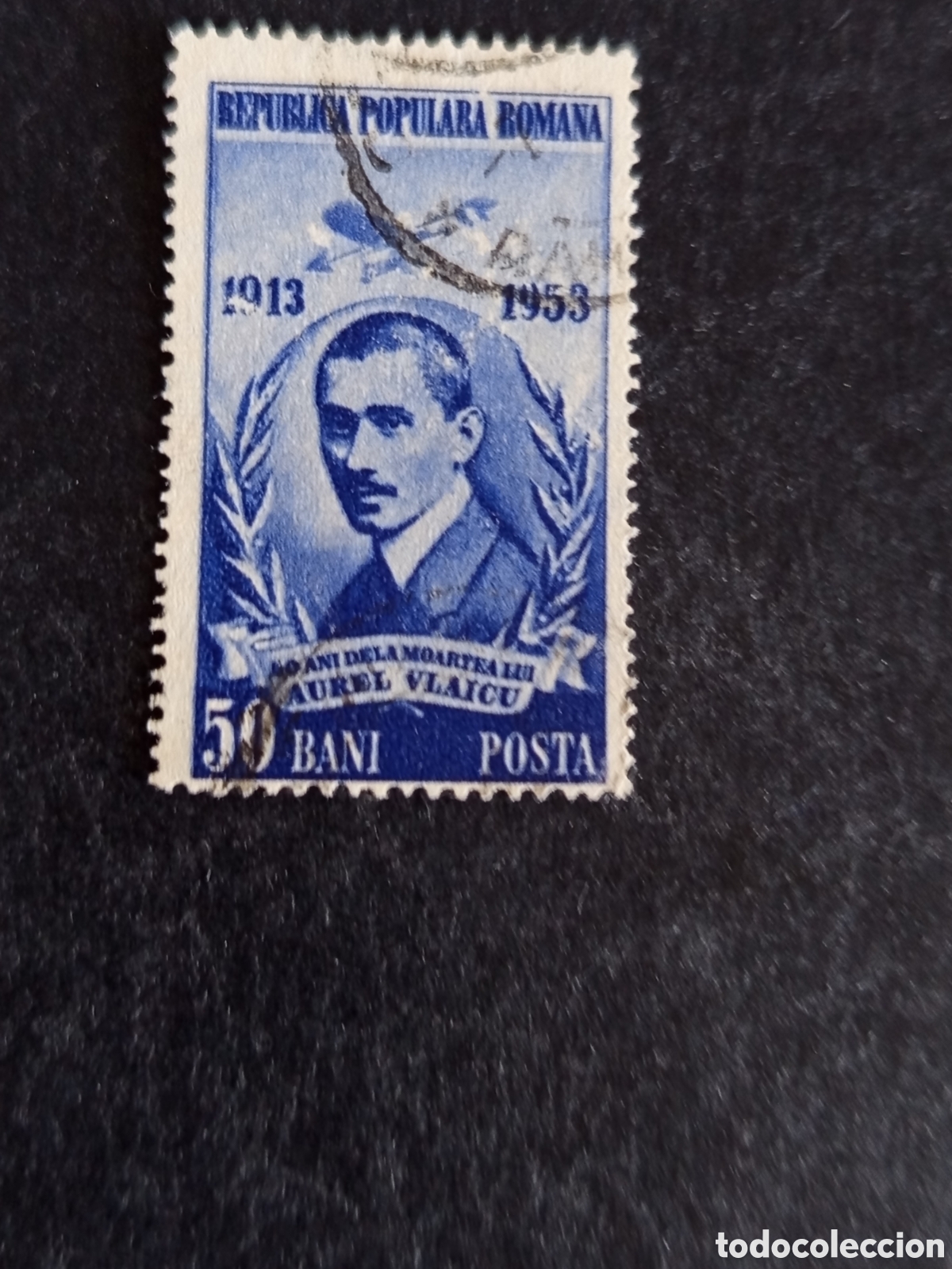 Sellos: Ruman&iacute;a, 1953. Aurel Vlaicu y avi&oacute;n. Yv. 1333. Serie completa. Pedido m&iacute;nimo 3 &euro;. Ver fotos.