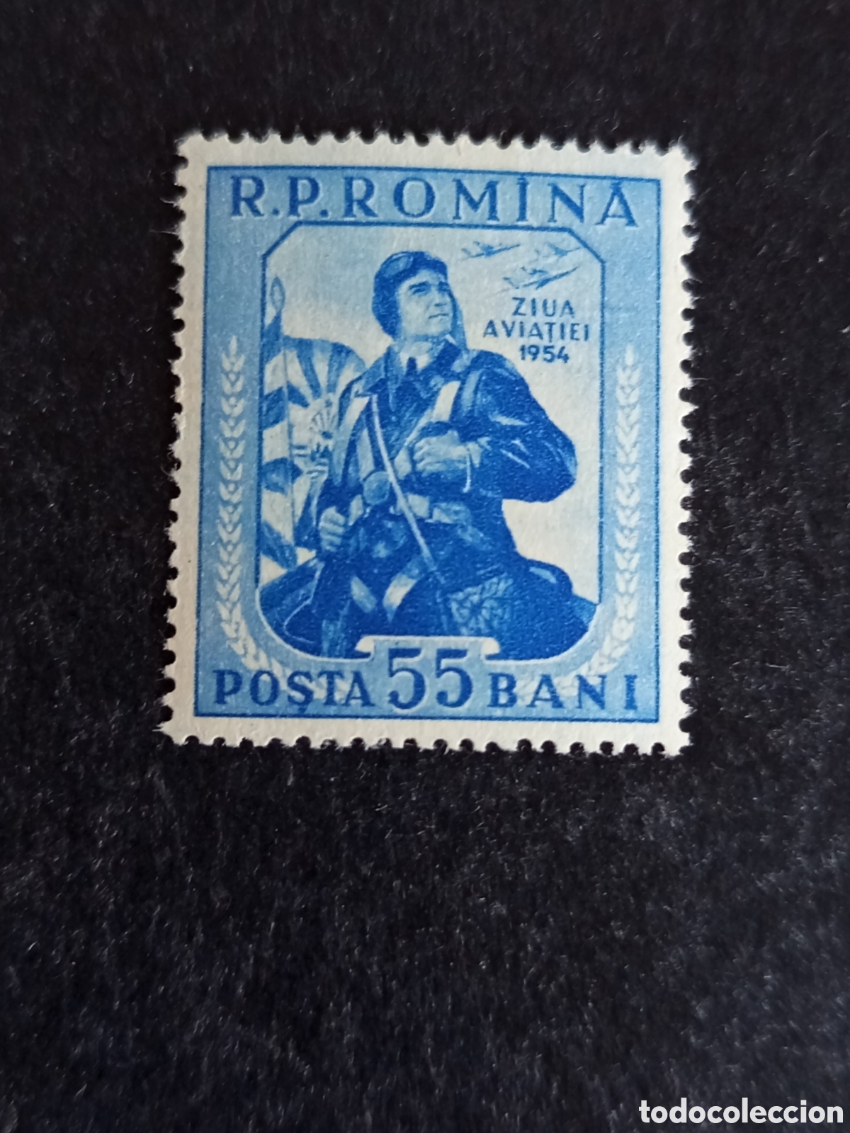Sellos: Ruman&iacute;a, 1954. D&iacute;a de la Aviaci&oacute;n. Aviones y Piloto. Yv 1361. Serie completa. Pedido m&iacute;nimo 3 &euro;.
