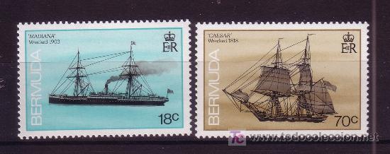 Sellos: BERMUDA 533/34*** - A&Ntilde;O 1988 - BARCOS - Foto 1