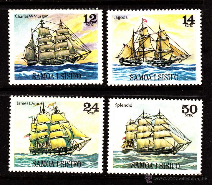 Sellos: SAMOA 436/39** - A&Ntilde;O 1979 - BARCOS - Foto 1