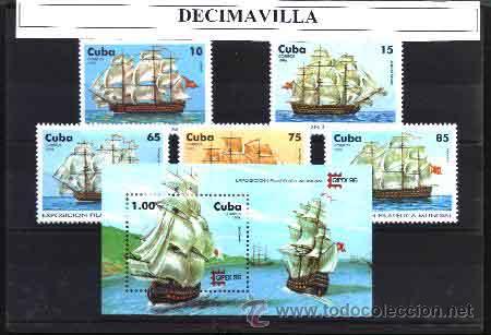 Sellos: CUBA, 1996, 3534/38 + H.B. 147, BARCOS - Foto 1