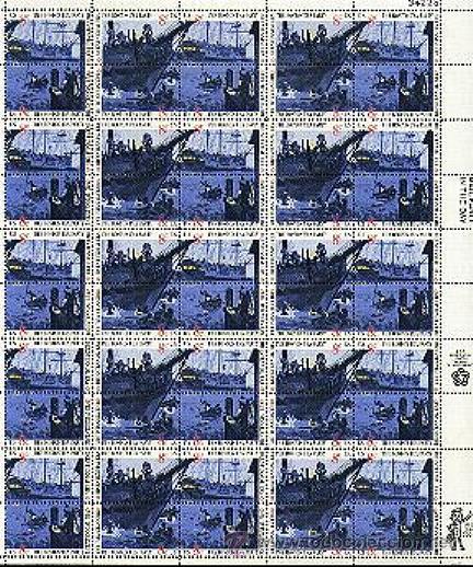 Sellos: USA 1973 PLIEGO BOSTON TEA PARTY