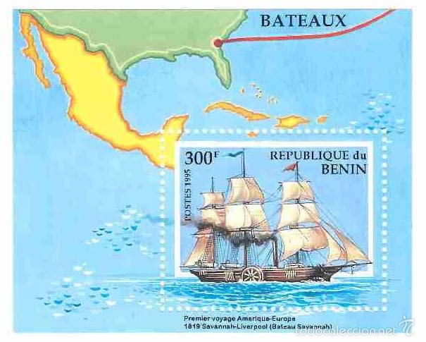 Sellos: Rep&uacute;blica de Benin. HB. 1995. Barco, ship. - Foto 1