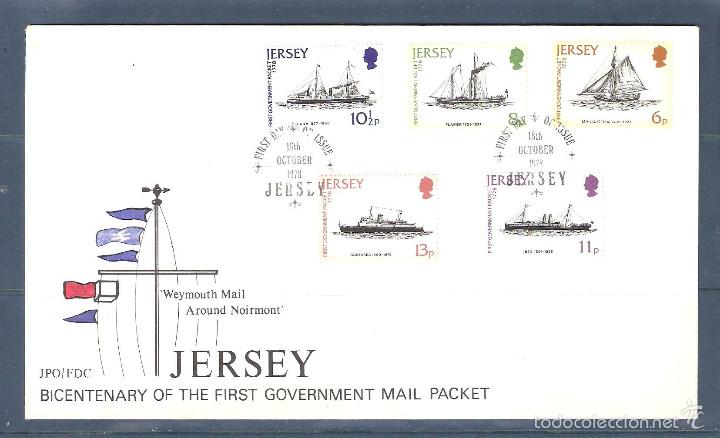 Sellos: JERSEY S.P.D. n&ordm; 181/185 Serie Completa. Barcos - Foto 1