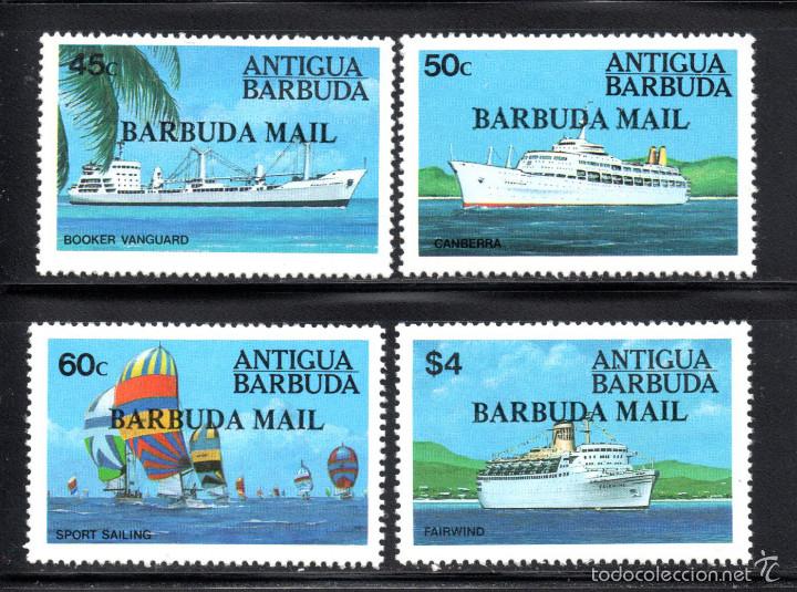 Sellos: BARBUDA 692/95** - A&Ntilde;O 1984 - BARCOS - Foto 1